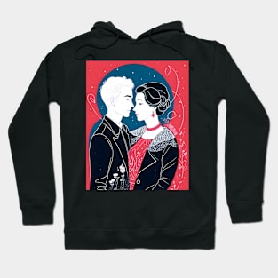 french asian couple on a date sticker Hoodie